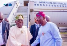 Tinubu Arrives Lagos for Christmas Holidays After Northern Tour